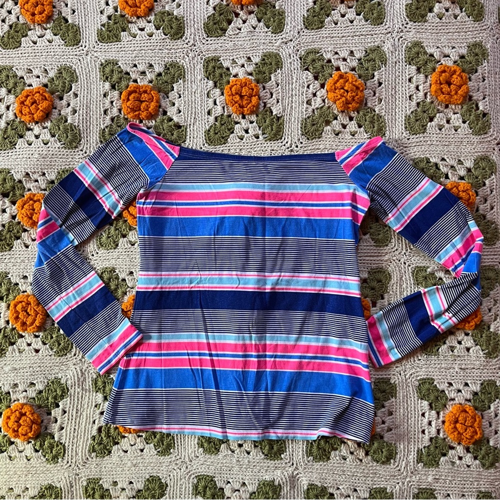 Lily Pulitzer off the shoulder striped long sleeve tee, size S